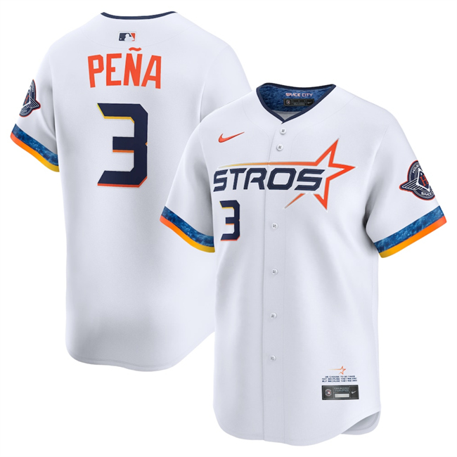 Men's Houston Astros #3 Jeremy Peña White 2025 City Connect Limited Stitched Baseball Jersey